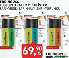 EDDİNG 244 FOSFORLU KALEM 2'Lİ BLİSTER indirimli fiyat EDDİNG 244 FOSFORLU KALEM 2'Lİ BLİSTER fiyat ve kampanya bilgisi